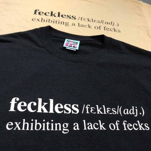 AnotherFineMesh Hand Printed T-Shirt Designs Feckless Black Beige image