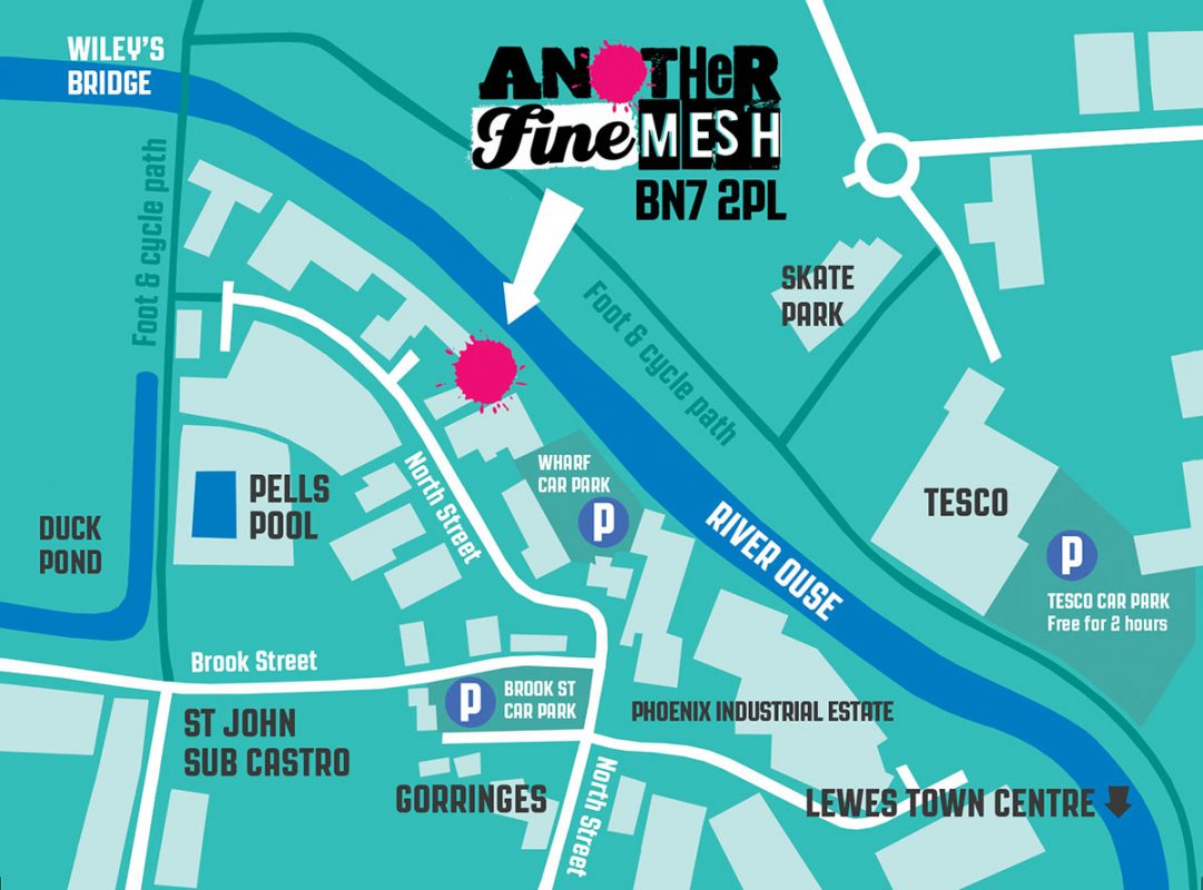 AnotherFineMesh Silkscreen Printing Gallery Art Gallery Irreverence Lewes East Sussex Map image