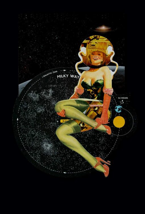 Paul Harrison Milky way Girl A3 A2 Hand cut Paper Collage image